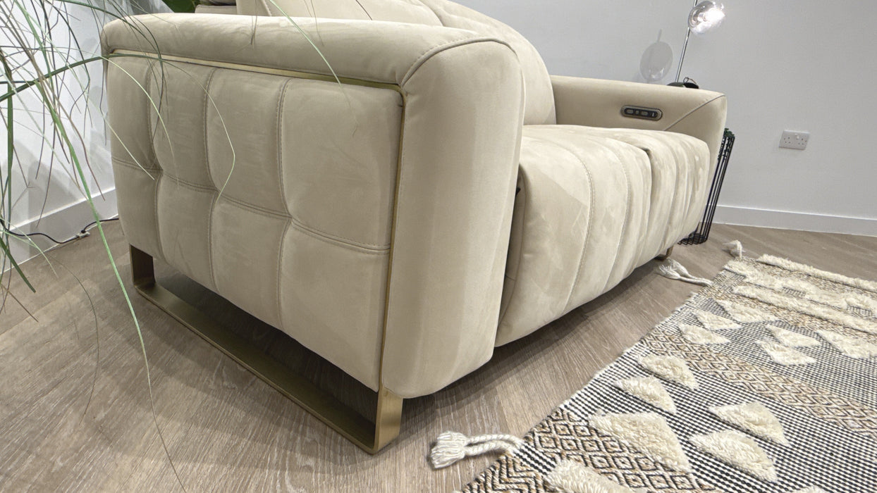 Sofology Marvella Fabric 2 Seater Power Recliner in Nubuck Feel Stone