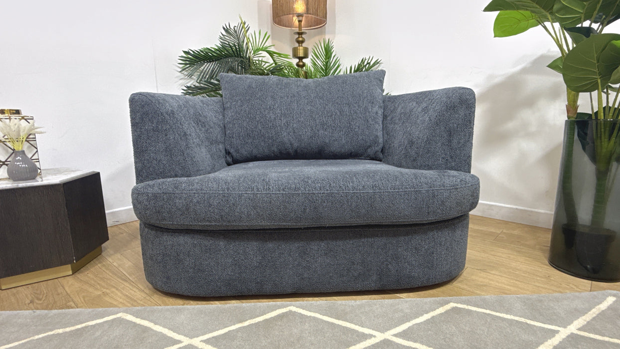 Sofology Chloe Fabric Loveseat Full Back in Soft Boucle Anthracite Mix