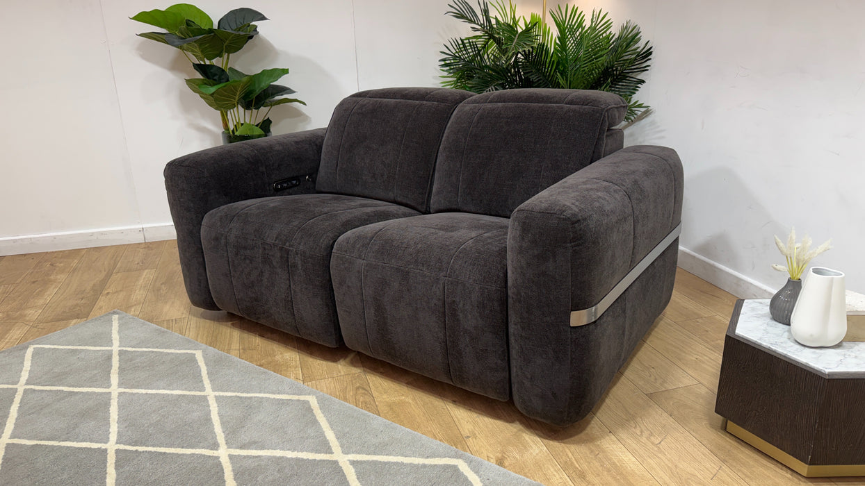 Sofology Lumiere Fabric 2 Seater Power Recliner/Headrest in Relaxed Chenille Raisin