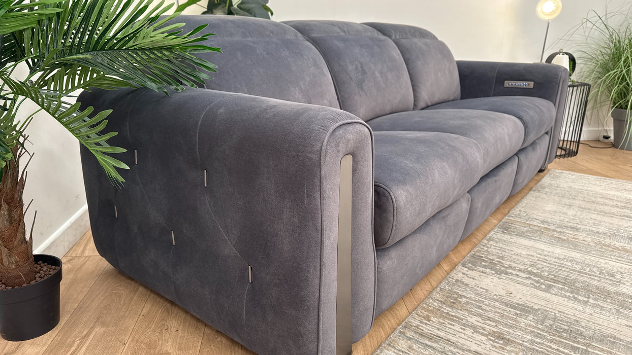 Sofology Kingsbridge Fabric 3 Seater Power Recliner/Headrest in Lifestyle Flecked Charcoal