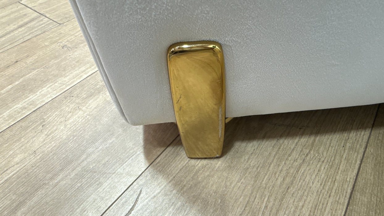 Sofology Oscar Fabric 3 Seater Gold Trim in Super Matt Velvet Ecru Mix