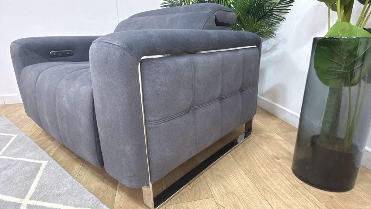 Sofology Marvella Fabric Loveseat Power Recliner/Headrest in Lifestyle Flecked Charcoal