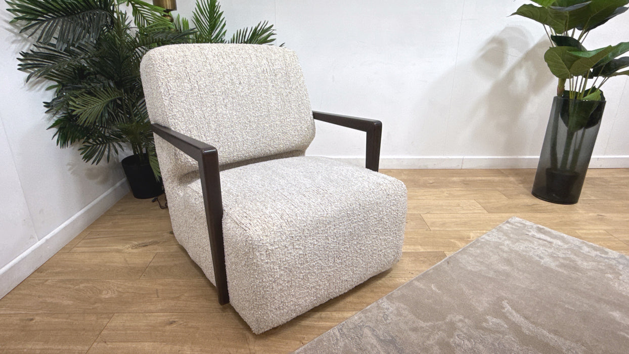 Sofology Wildwood Fabric Accent Swivel Chair in Chunky Flecked Boucle Pastel