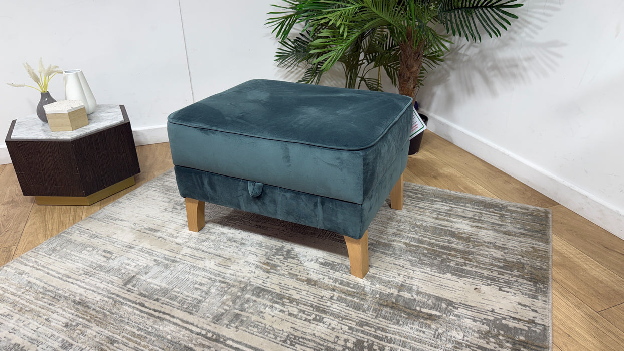 Sofology Fluted Isla Fabric Storage Footstool in Azure All Over