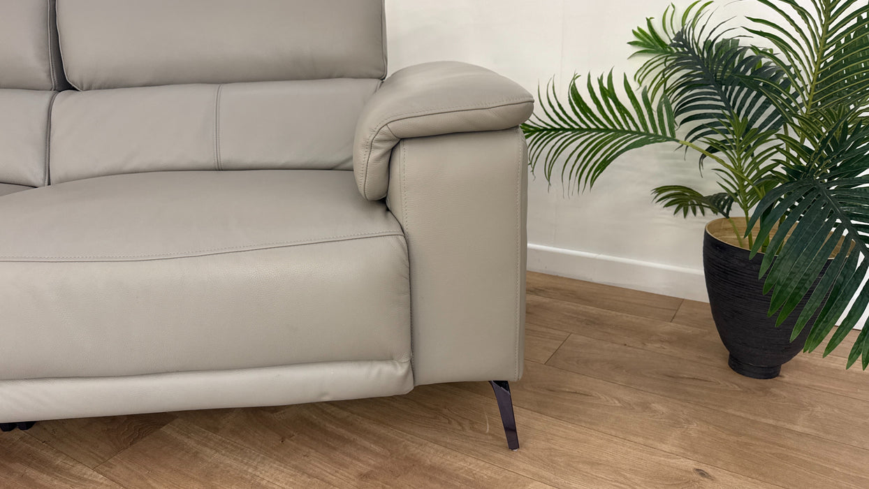 Sofology The Fratelli Leather 2.5 Seater Power Recliner/Headrest in Trusty Embossed Light Grey