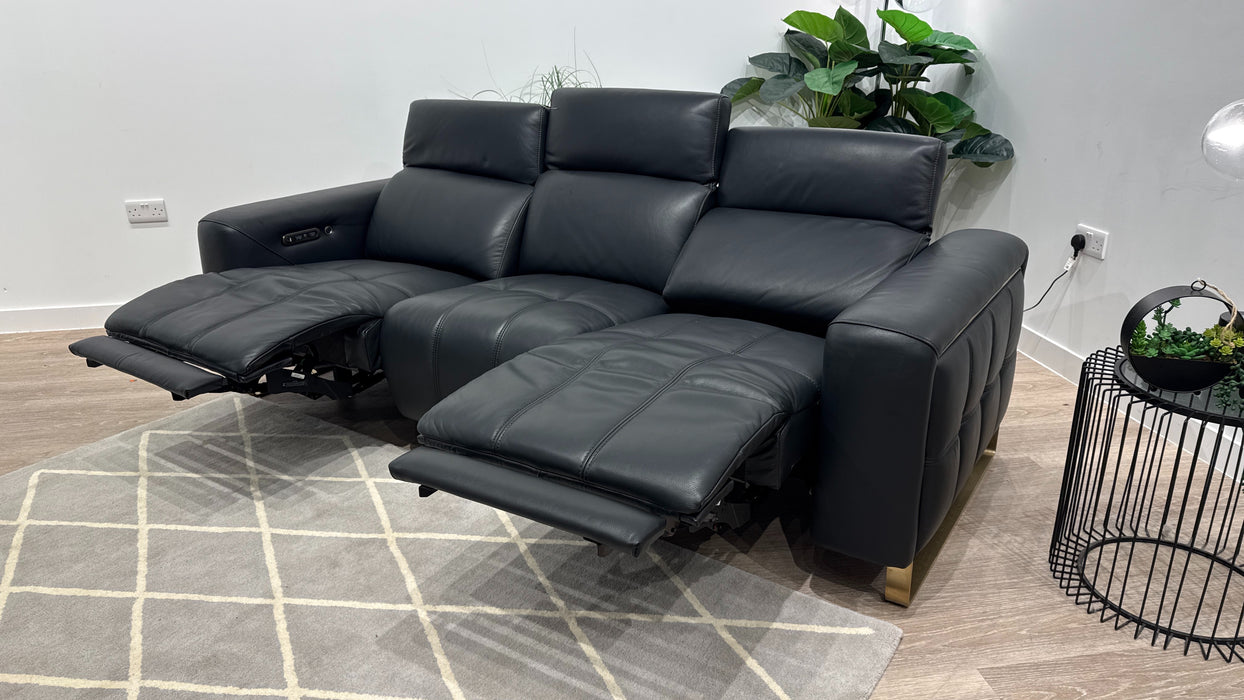 Sofology Marvella Leather 3 Seater in Trusty Sheen Jet Black