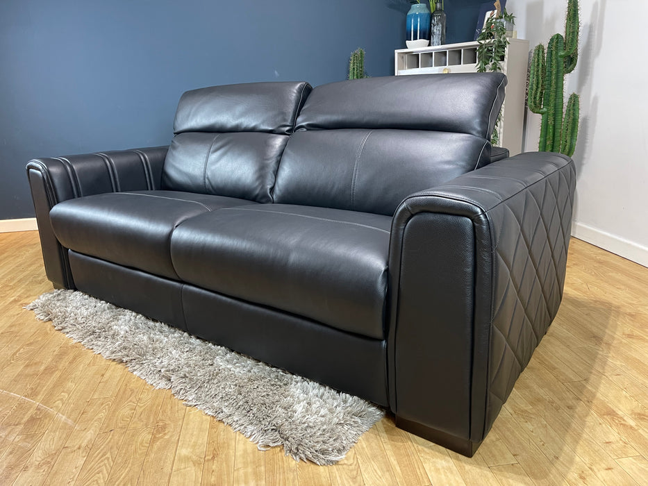 Mason 3 Seater Trusty Embossed Jet Black Leather (WA2)