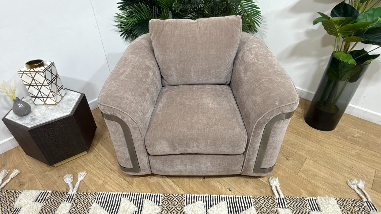 Sofology Plaza Fabric Swivel Chair in Relaxed Chenille Nutmeg