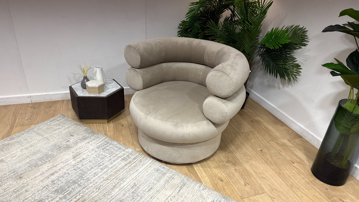Sofology Fitzrovia Fabric Accent Swivel Chair in Matt Velvet Stone Without Trim