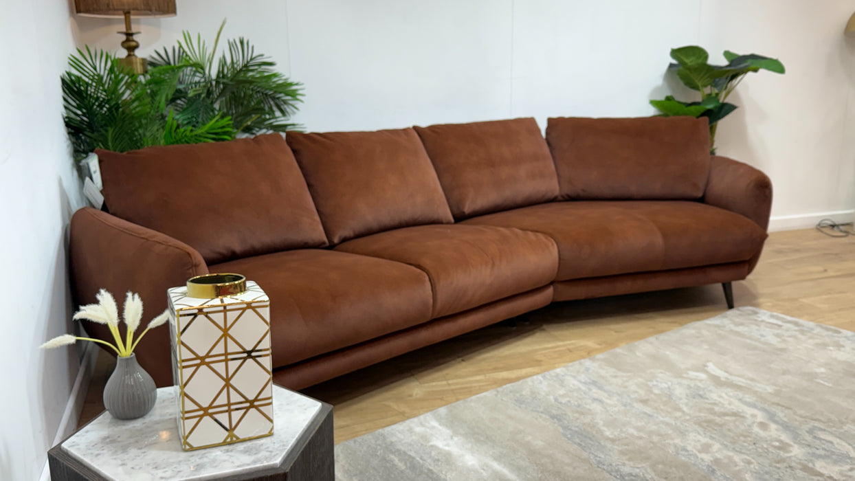 Sofology Adler Fabric 4 Seater Asymmetric in Lifestyle Mottled Rust