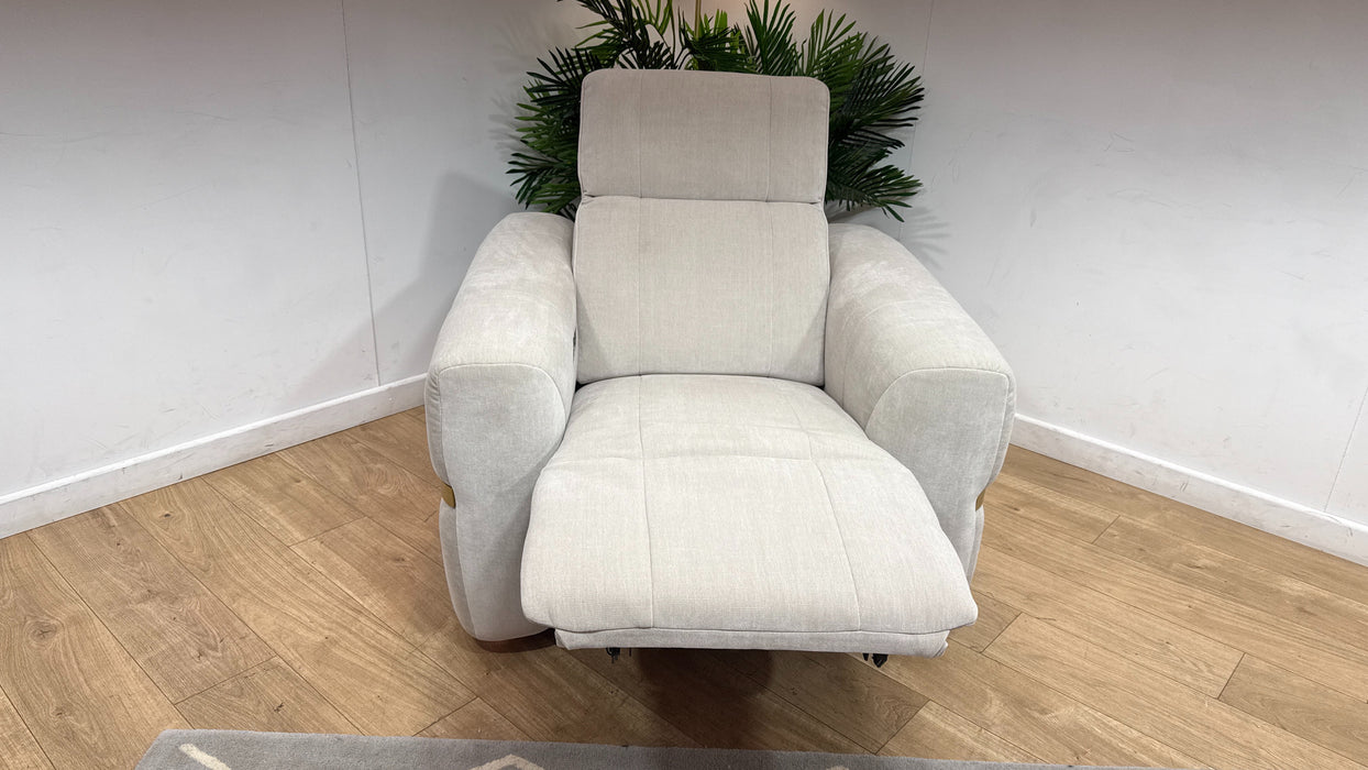 Sofology Lumiere Fabric Chair Power Recliner/Headrest in Relaxed Chenille Cotton