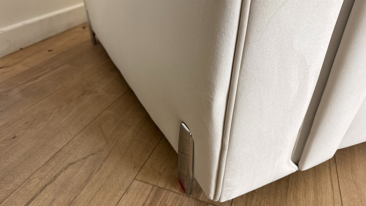 Sofology The Oscar Fabric 3 Seater with Silver Trim in Super Matt Velvet Ecru