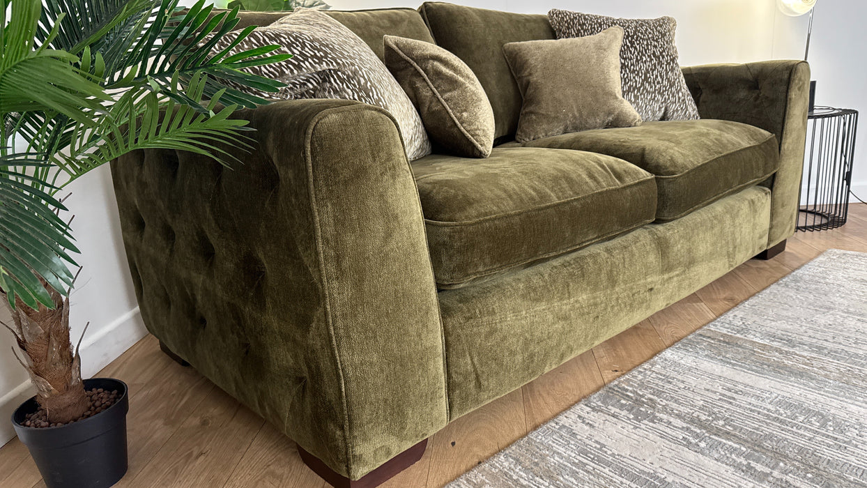 Sofology Valentina 3 Seater Fabric Sofabed in Luxury Deep Pile Olive