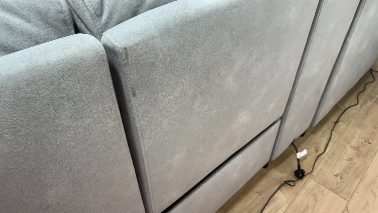 Sofology Ravello Fabric 1 Console Corner 2 Power Recliner/Headrest Lumbar Support in Lifestyle Flecked Stone