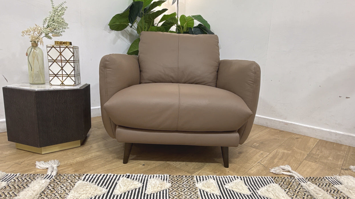 Sofology Adler Leather Chair in Trusty Matt Mushroom