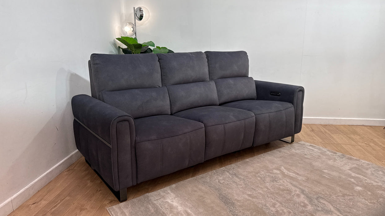 Sofology Ravello Fabric 3 Seater Power Recliner/Headrest Lumbar Support in Lifestyle Flecked Charcoal