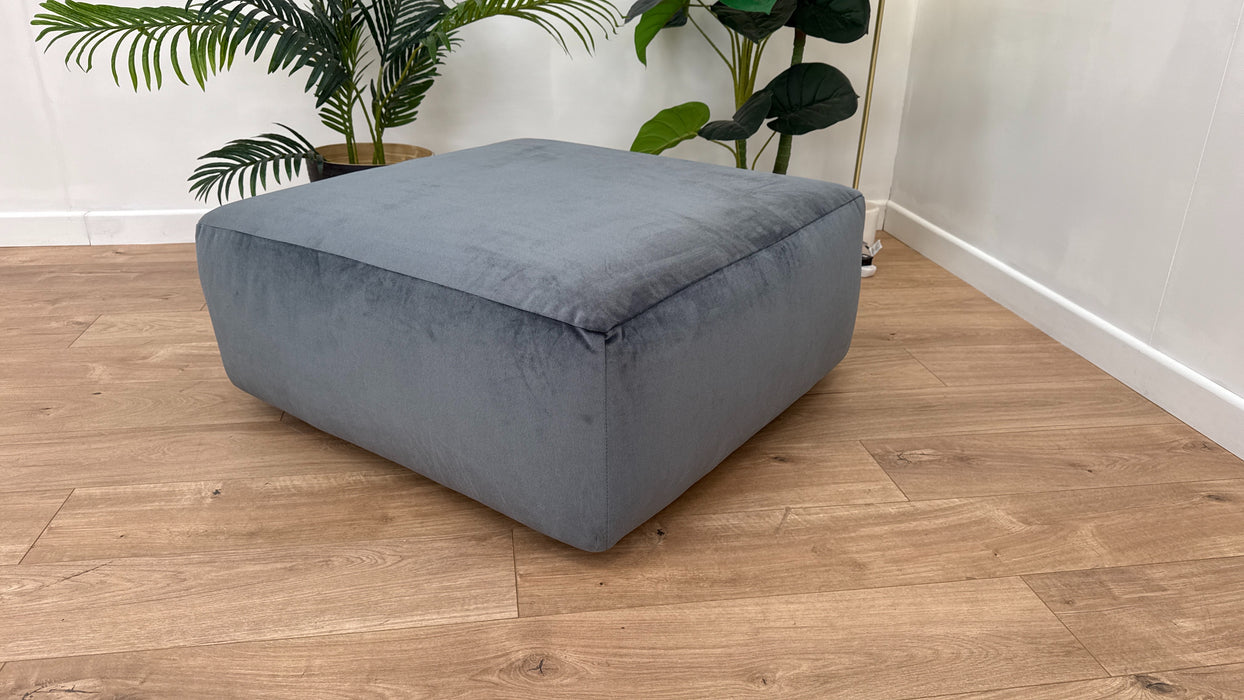 Tallulah Fabric Designer Footstool - Velvet Grey All Over