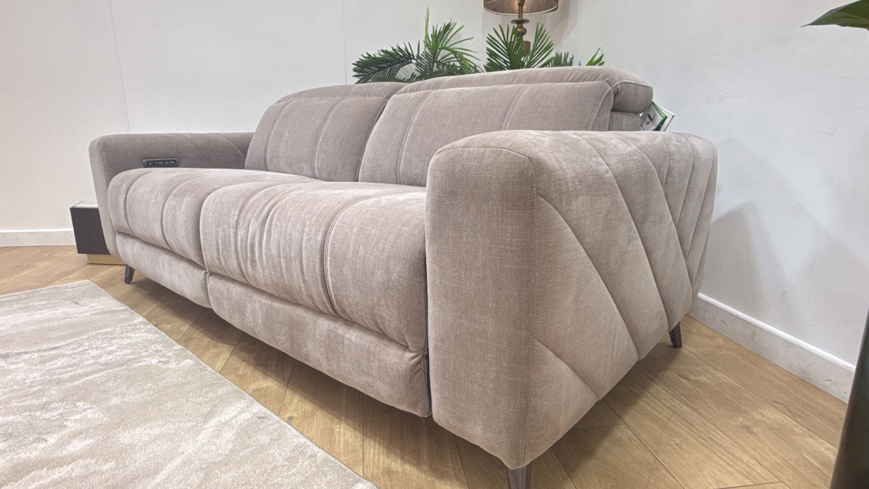 Sofology Allure Fabric 2.5 Seater, Power Recliner/Headrest Heated Seats Lumbar Support Speakers in Relaxed Chenille Nutmeg