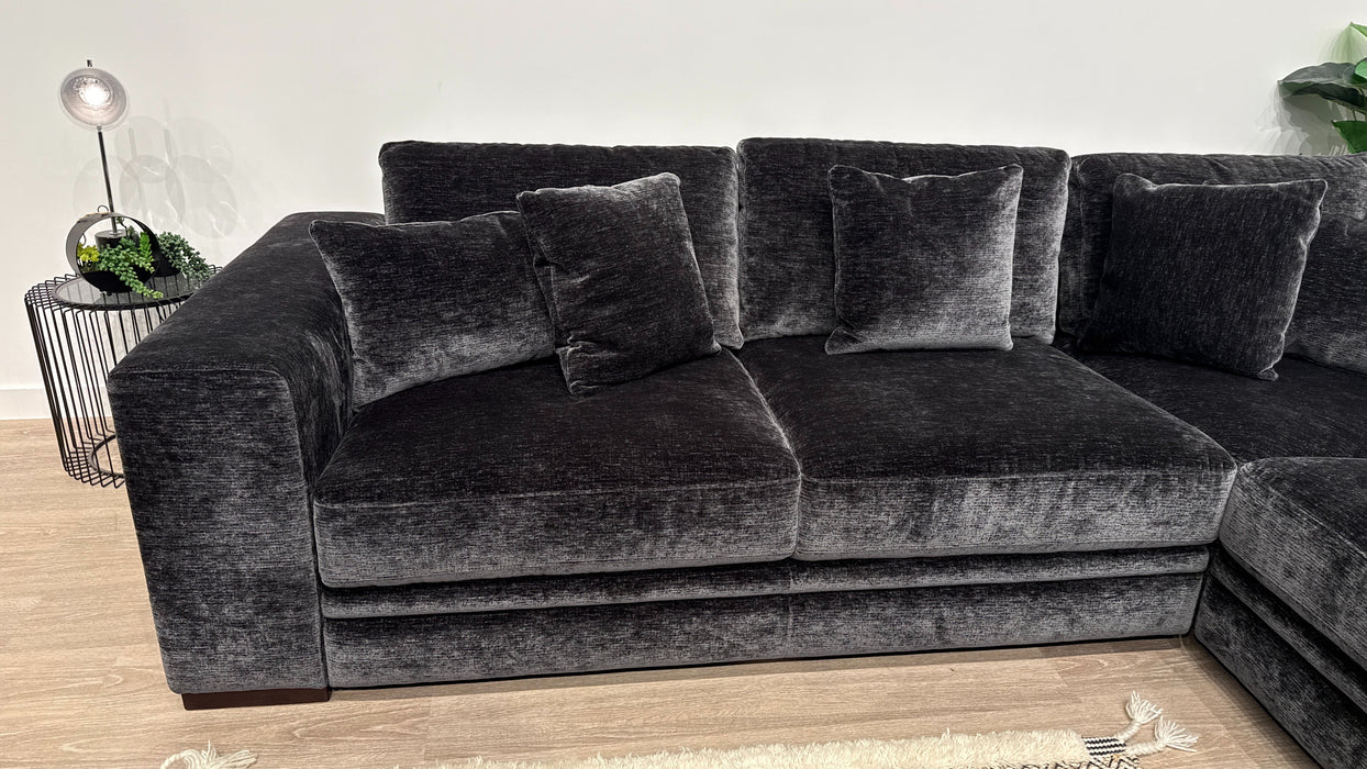 Sofology Obsidian Fabric 3 Corner 3 Chaise Console in Luxury Textured Chenille Anthracite