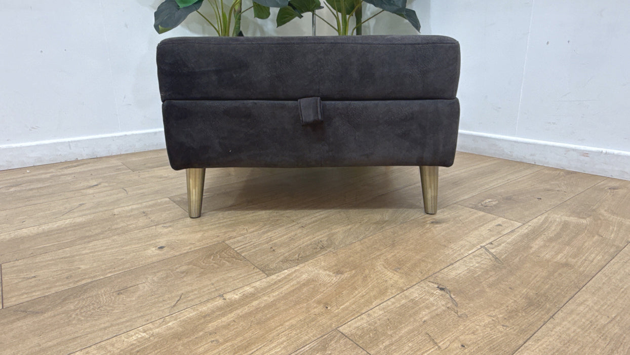 Sofology Hackney Fabric Storage Memory Foam Footstool in Lifestyle Dapple Anthracite