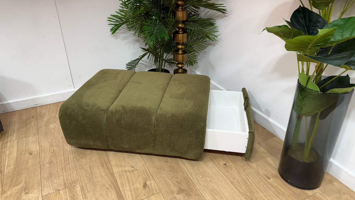 Sofology Waldorf Fabric Storage Footstool in Soft Sherpa Olive