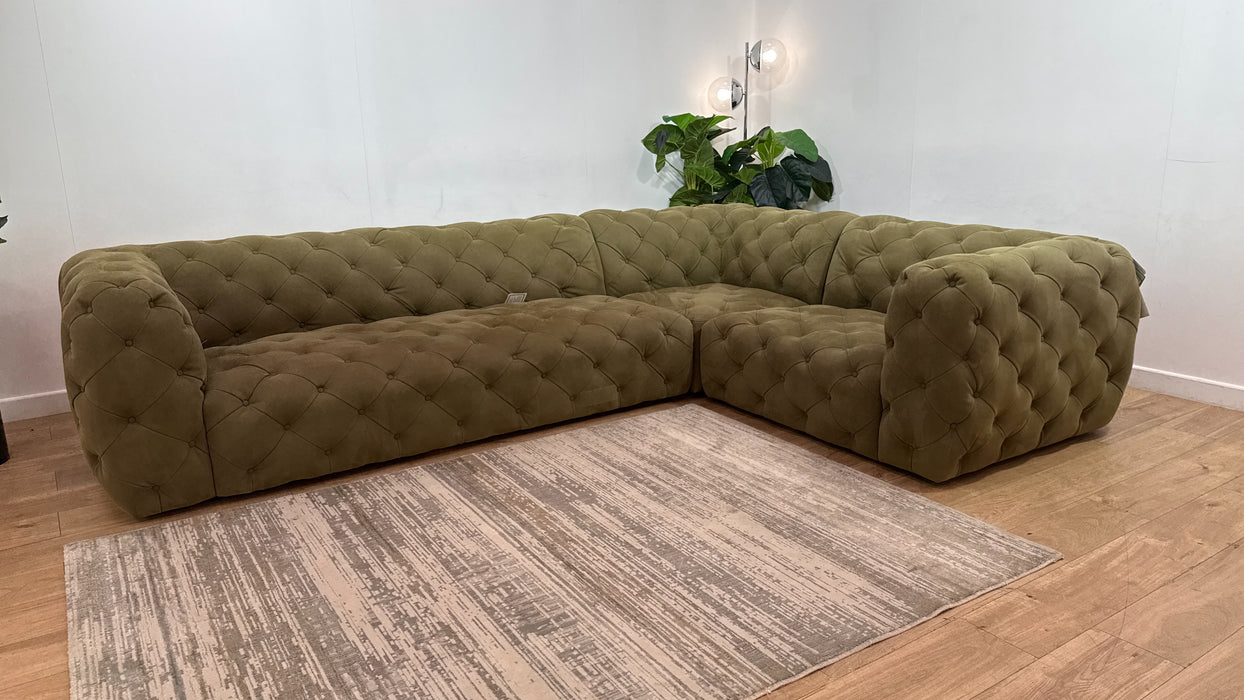 Sofology Venezia Fabric 3 Corner 1.5 in Lifestyle Nubuck Feel Moss