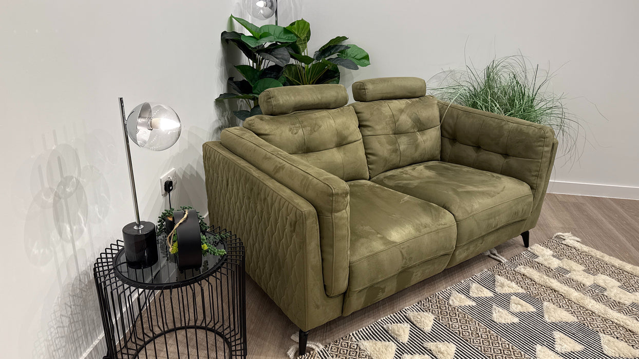 Sofology Muse Fabric 2 Seater Supportive Headrests in Lifestyle Plush Olive