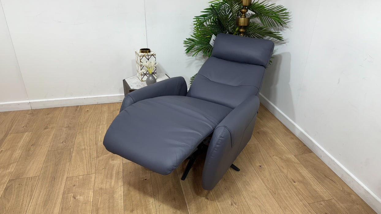 Sofology Monroe Leather Chair Power Recliner in Trusty Matt Steel Blue