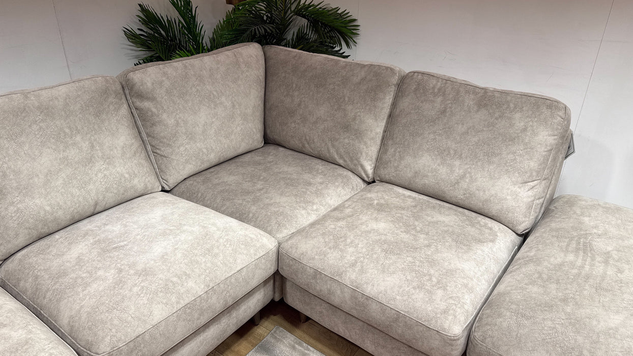 Sofology The Hackney Fabric 2 Corner 1 Chaise Memory Foam Seats in Lifestyle Dapple Fabric Stone Mix