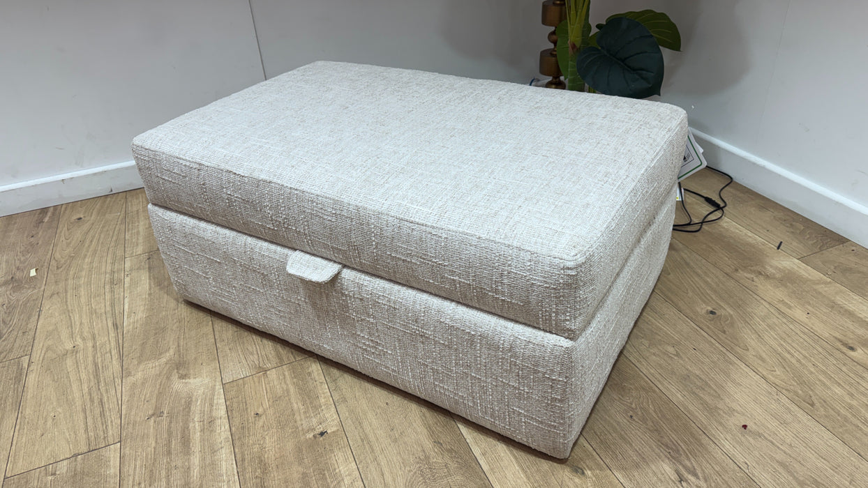 Sofology Cove Fabric Large Storage Footstool in Artisan Chenille Ecru