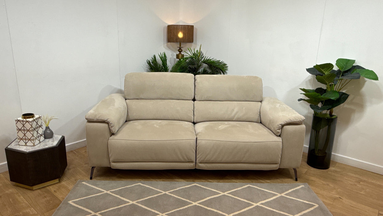 Sofology Fratelli Fabric 2.5 Seater Power Recliner/Headrest in Lifestyle Nubuck Feel Stone
