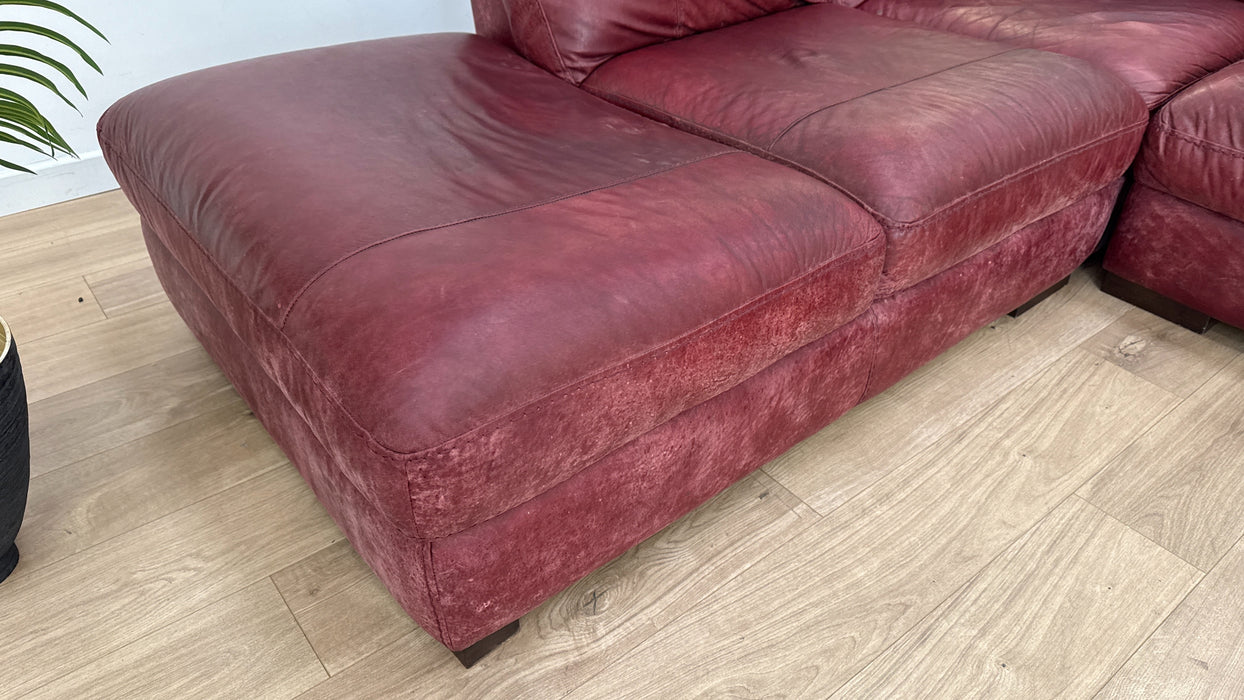 Linara 1 Terminal Corner 2 - Leather Sofa - Texas Bordeaux