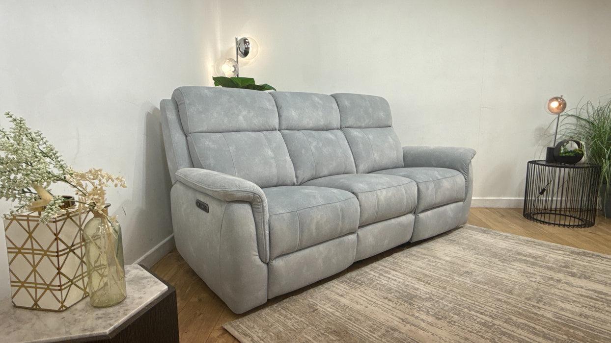 Sofology Bradie Fabric 3 Seater Power Recliner in Lifestyle Flecked Silver