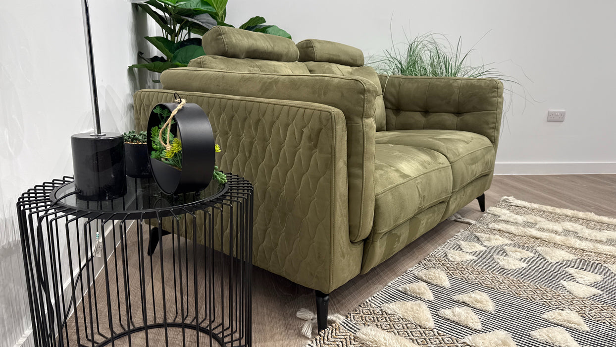 Sofology Muse Fabric 2 Seater Supportive Headrests in Lifestyle Plush Olive