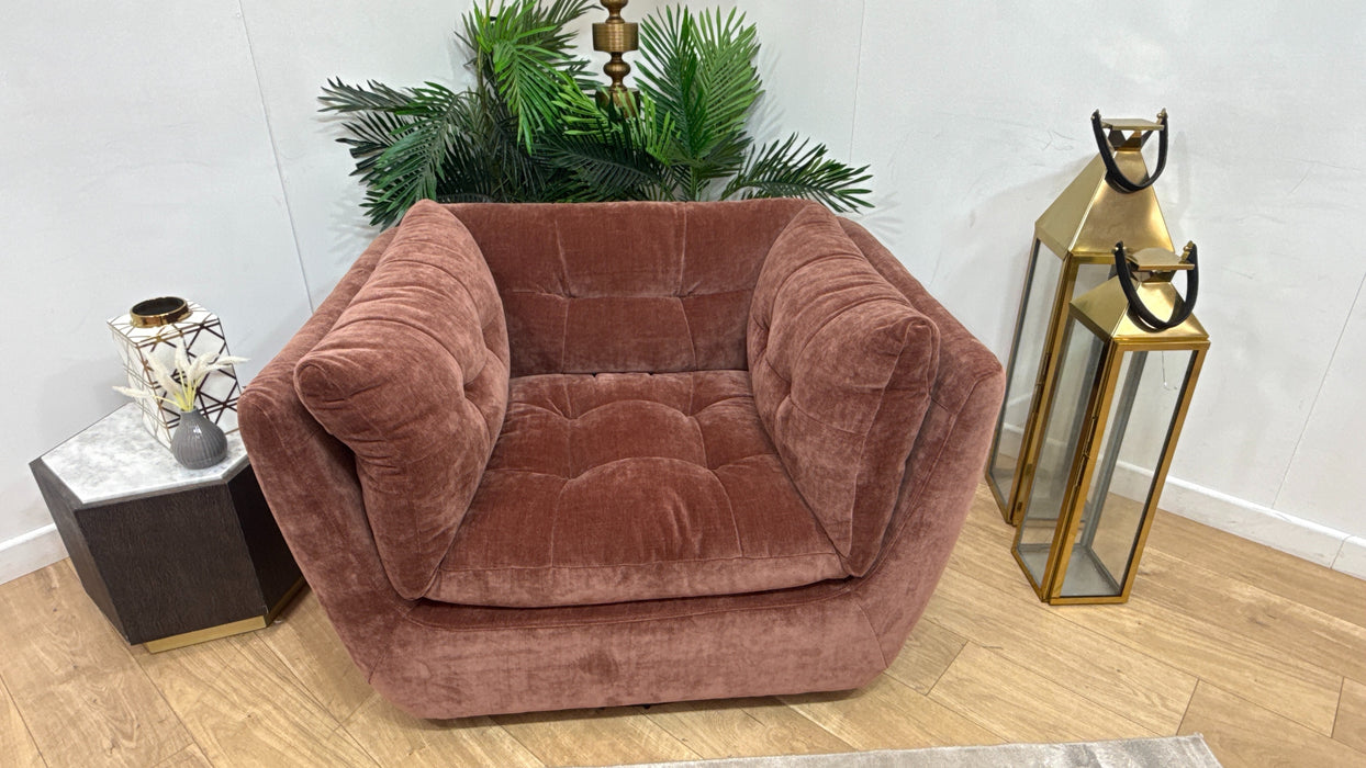 Sofology Cocoon Fabric Swivel Chair in Relaxed Chenille Burnt Sienna