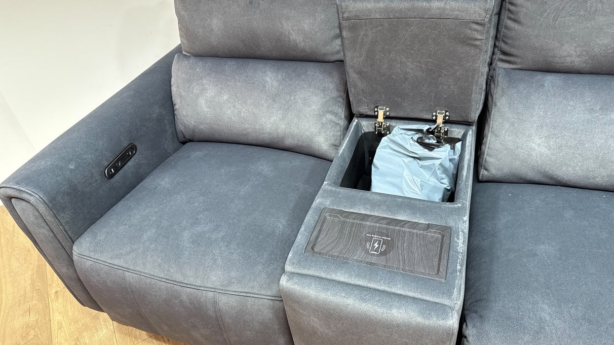 Sofology Ravello Fabric 2 Seater Console Power Recliner in Lifestyle Flecked Charcoal