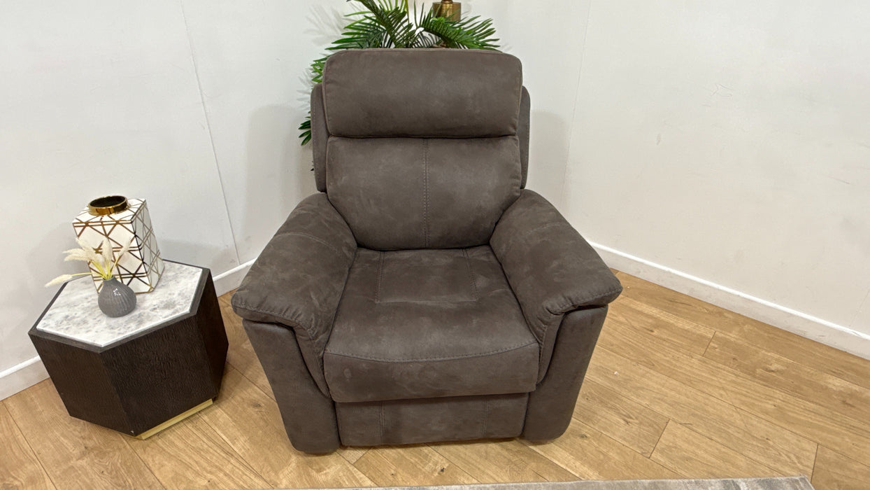 DFS Ivalee Fabric Chair Power Recliner in Pepper