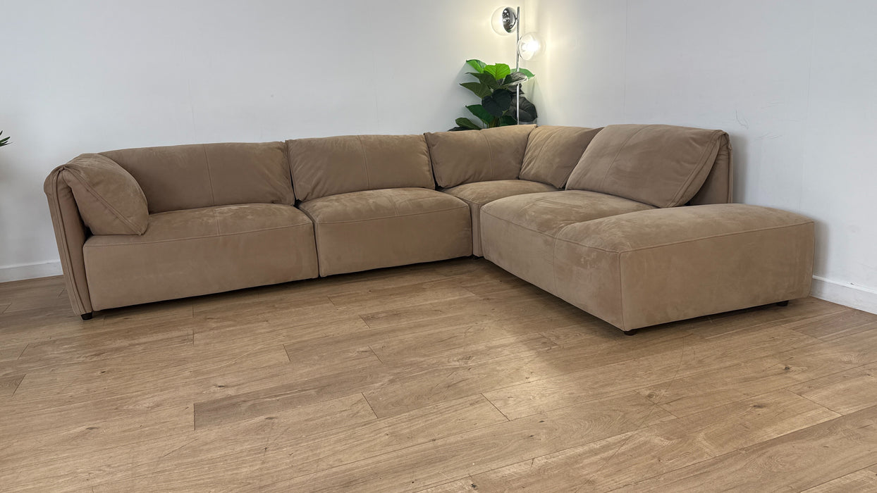 Sofology The Tessuto 3 Corner 1 Chaise in Lifestyle Nubuck-Feel Fabric Camel