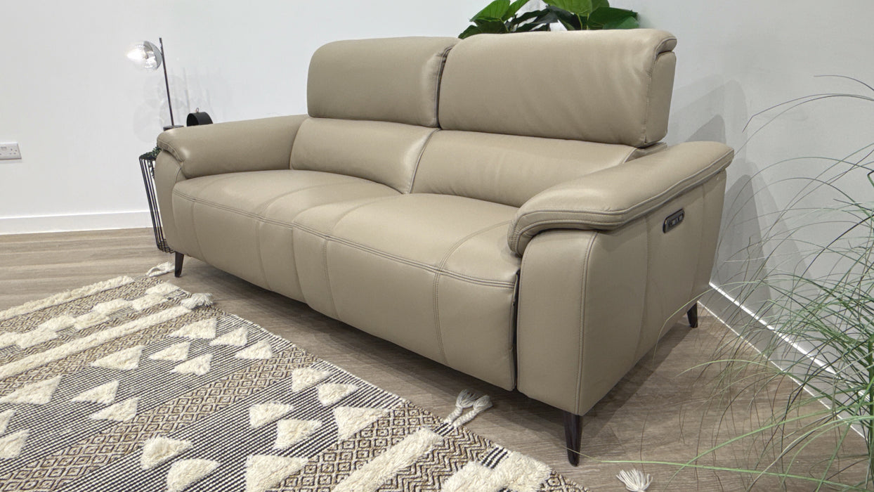 Sofology Bailey Leather 2.5 Seater Power Recliner/Headrest in Trusty Embossed Stone