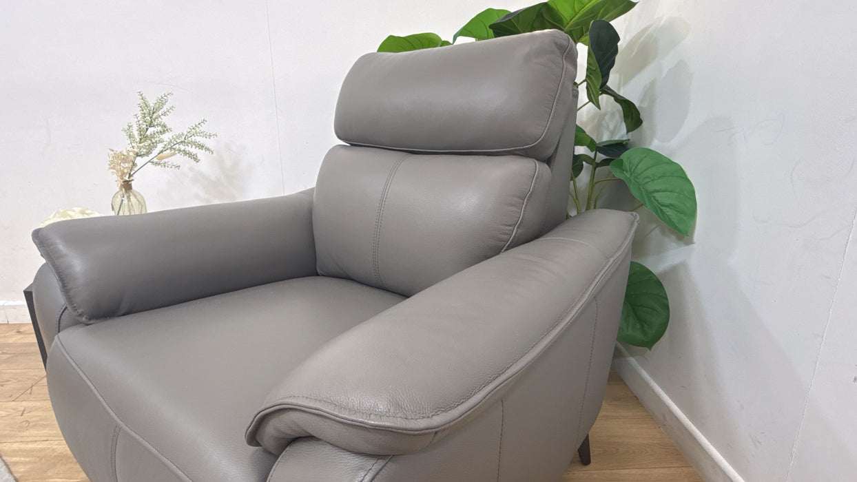 Sofology Arlo Leather Chair Power Recliner/Headrest in Trusty Embossed Elephant