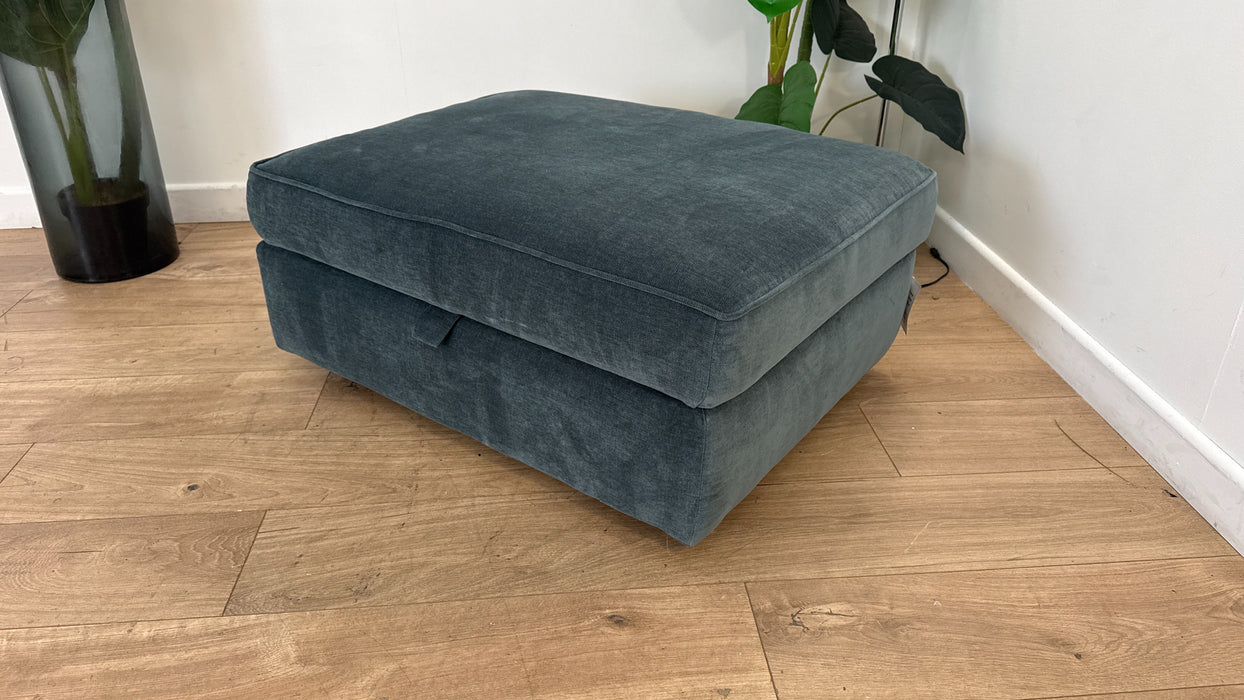 Sofology The Ziggy Fabric Storage Footstool in Soft Textured Chenille Teal