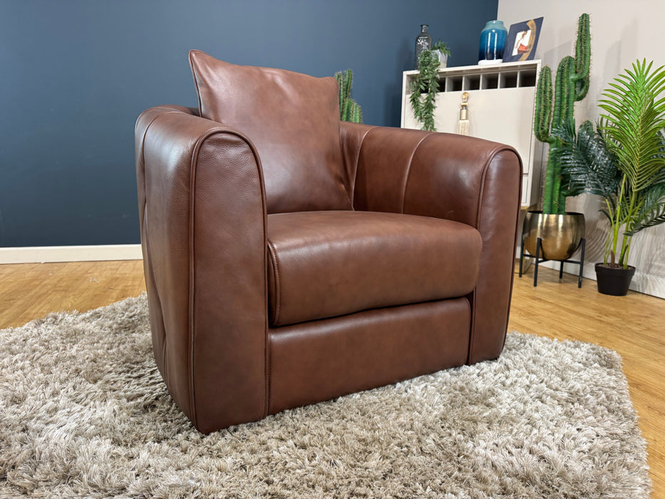 Kingsbridge Leather Swivel Chair - Trusty Embossed Chestnut (WA2)