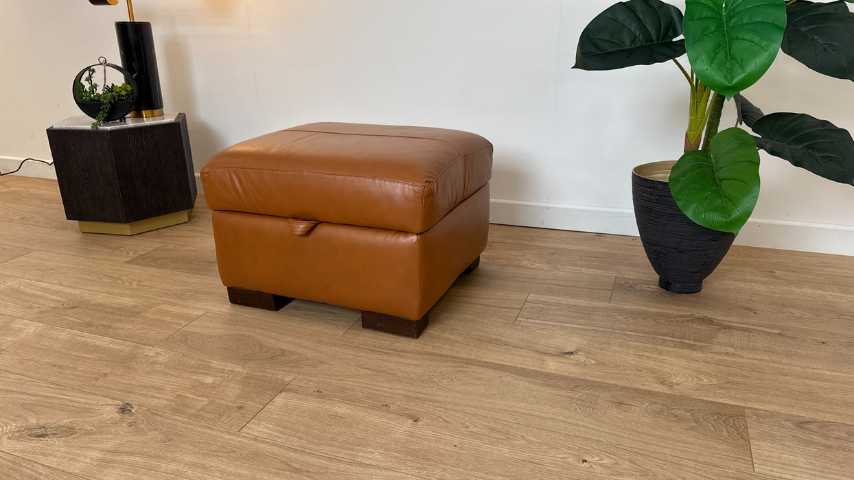 Fellini Leather Storage Footstool Alaska Brittany