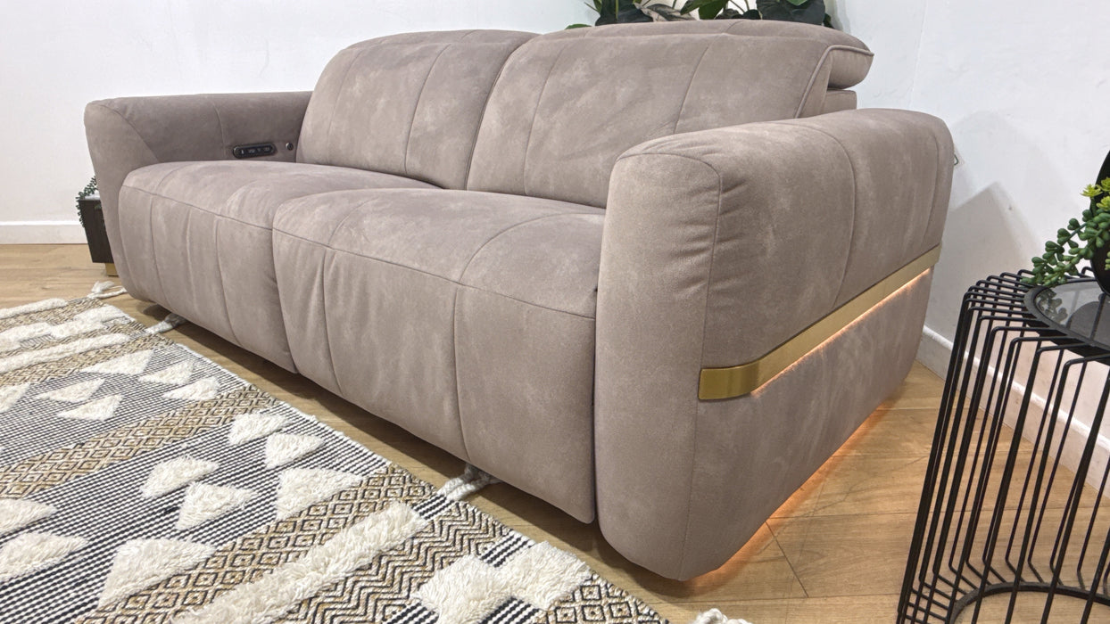 Sofology Lumiere Fabric 2.5 Seater Power Recliner/Headrest in Lifestyle Flecked Nutmeg