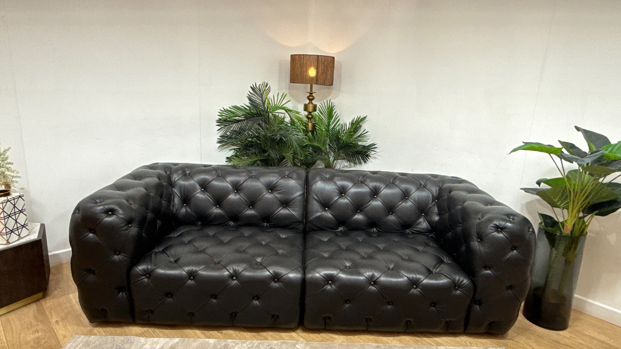Sofology Venezia Leather 3 Seater in Trusty Embossed Black