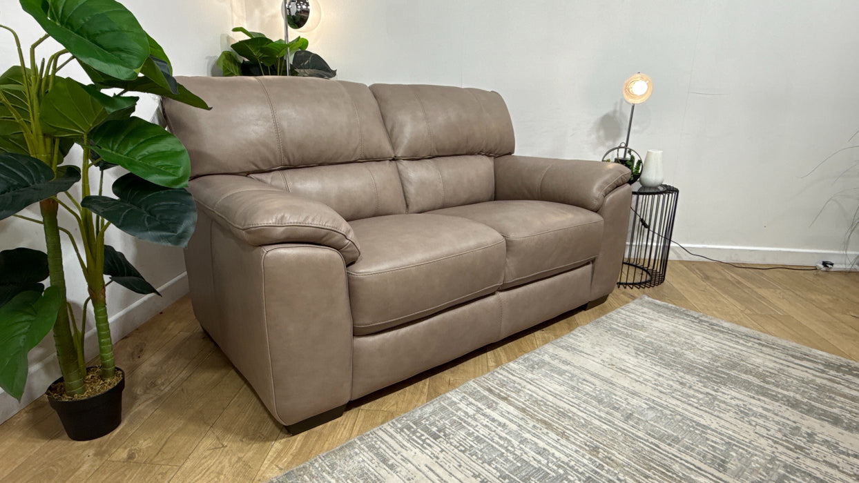 Sofology Santina Leather 2 Seater in Relaxed Soft Stone
