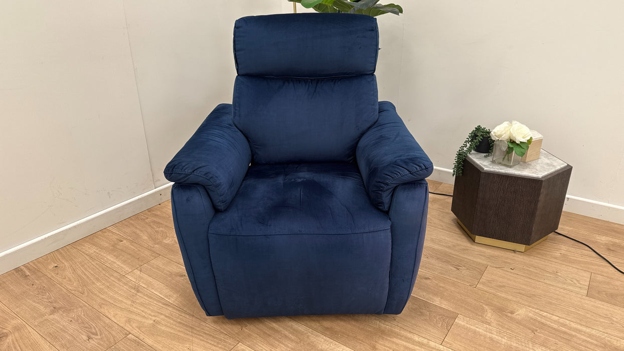 Sofology Parker Fabric Chair Power Recliner/Headrest in Heritage Velvet Royal