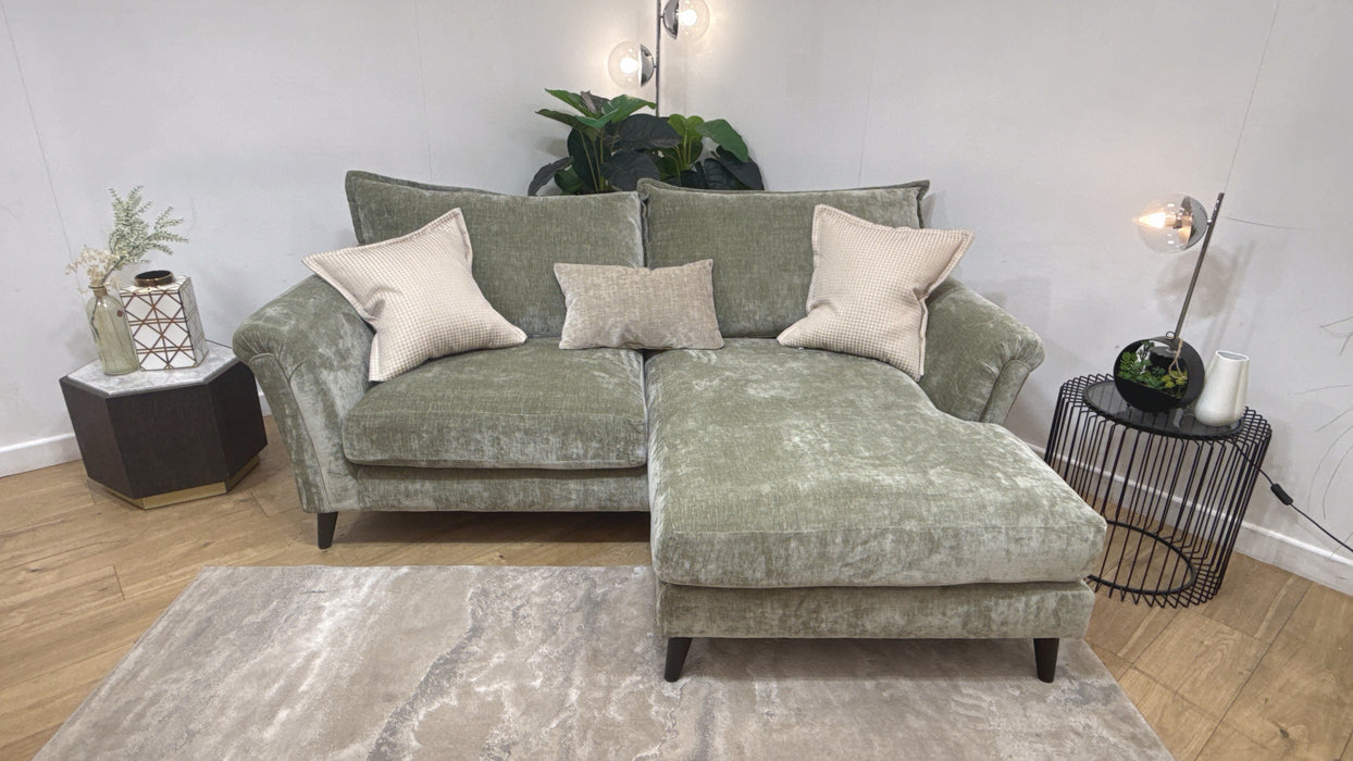Sofology Beaumont Fabric 3 Seater Chaise Foam Seats in Luxury Chenille Sage Mix