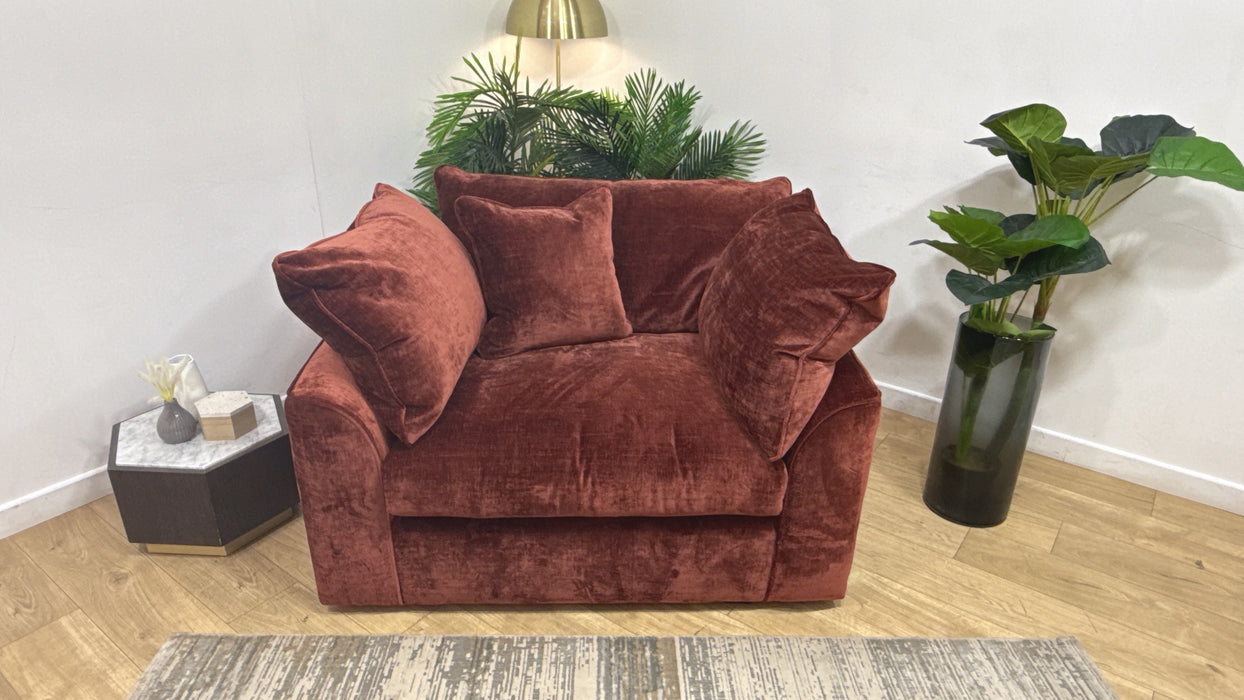 Sofology Georgio Fabric Loveseat Extra Flex Seat in Luxe Chenille Burgundy