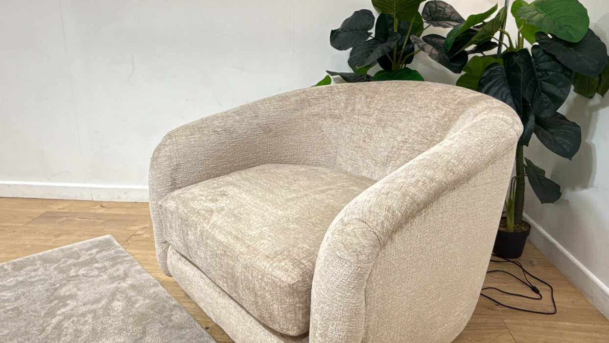 Sofology Westwood Fabric Swivel Chair in Teddy Chenille Natural Mix